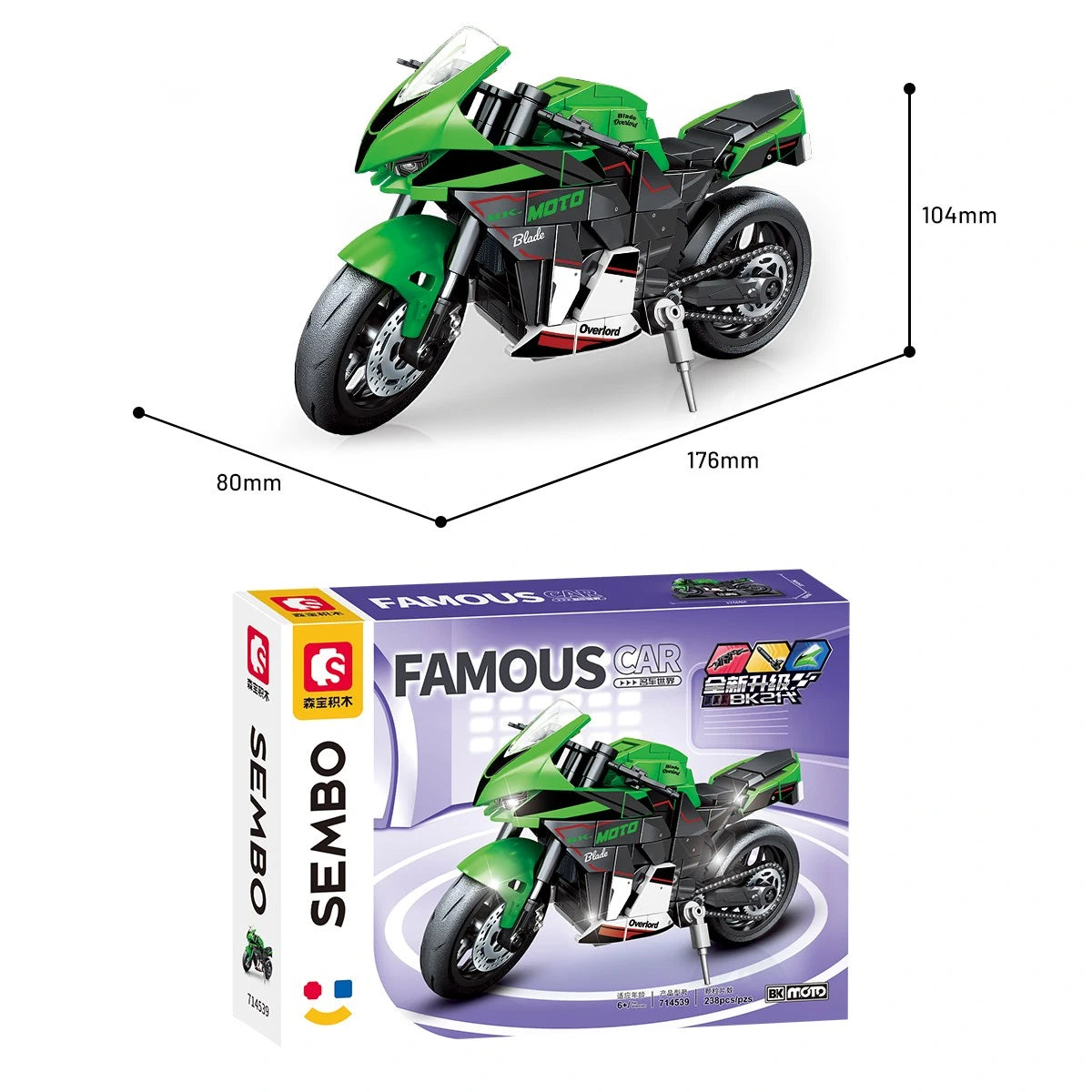 Kawasaki ZX-10R Motosiklet Yapı Bloğu Seti 238 Parça