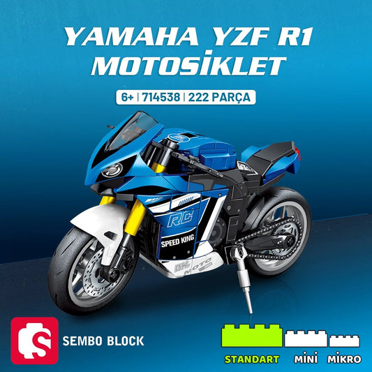 Yamaha YZF R1 Motosiklet Yapı Bloğu Seti - 222 Parça